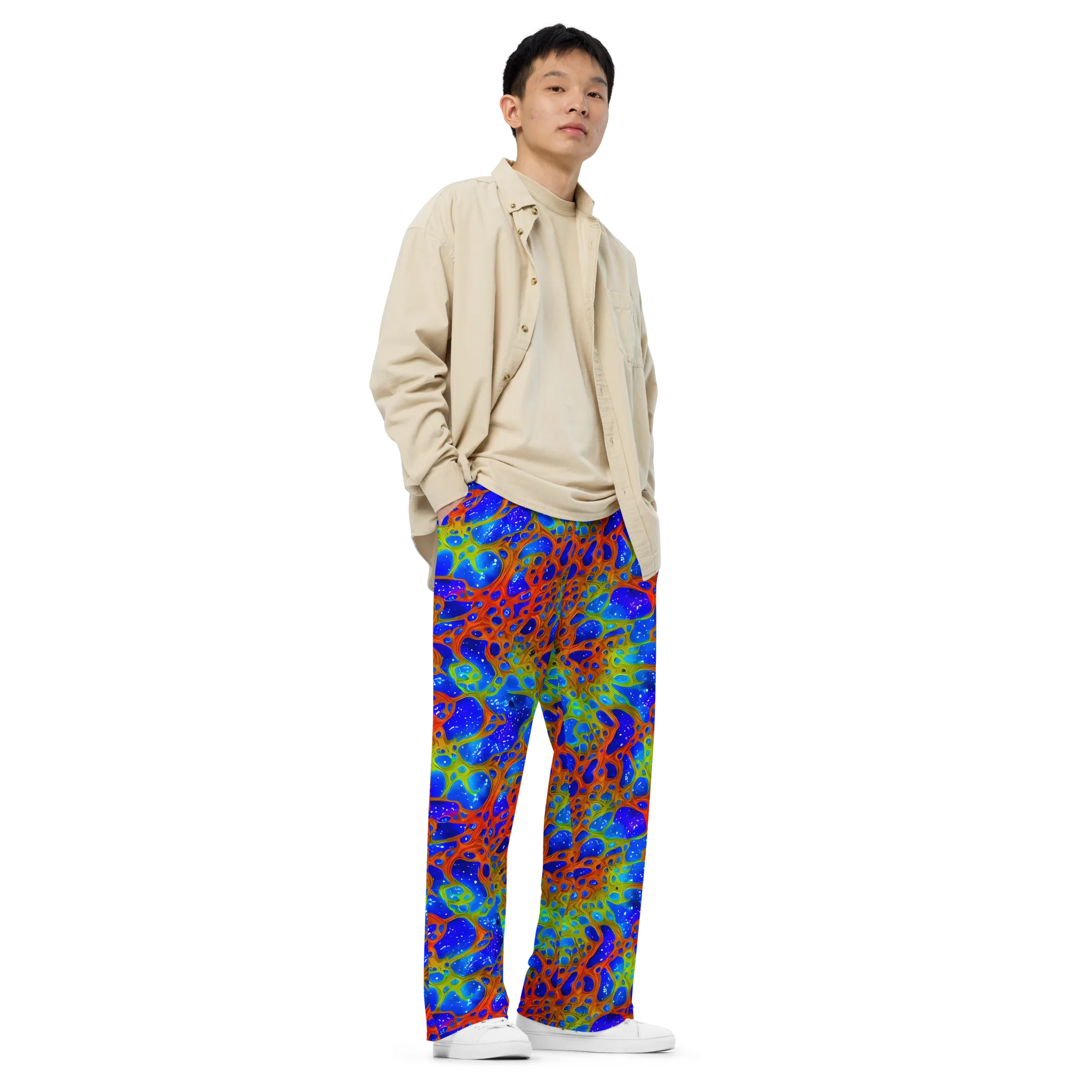 Electric Microcosm on Wide-Leg Pants — Right Front