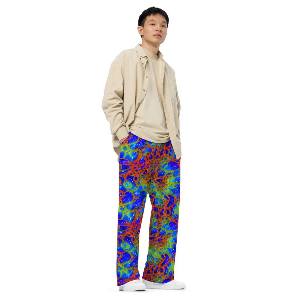 Electric Microcosm on Wide-Leg Pants — Right Front
