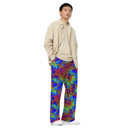 Electric Microcosm on a Wide-Leg Pants