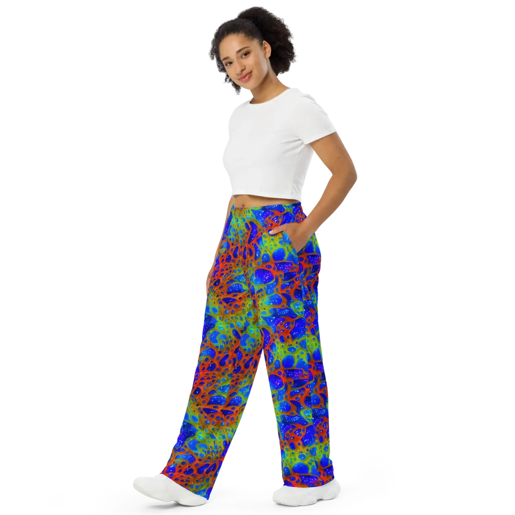 Electric Microcosm on Wide-Leg Pants — Left Front