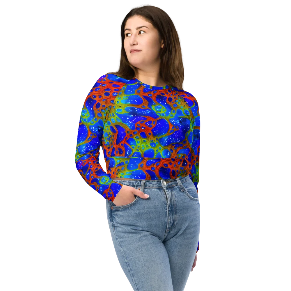 Electric Microcosm on Long Sleeve Crop Top — Front