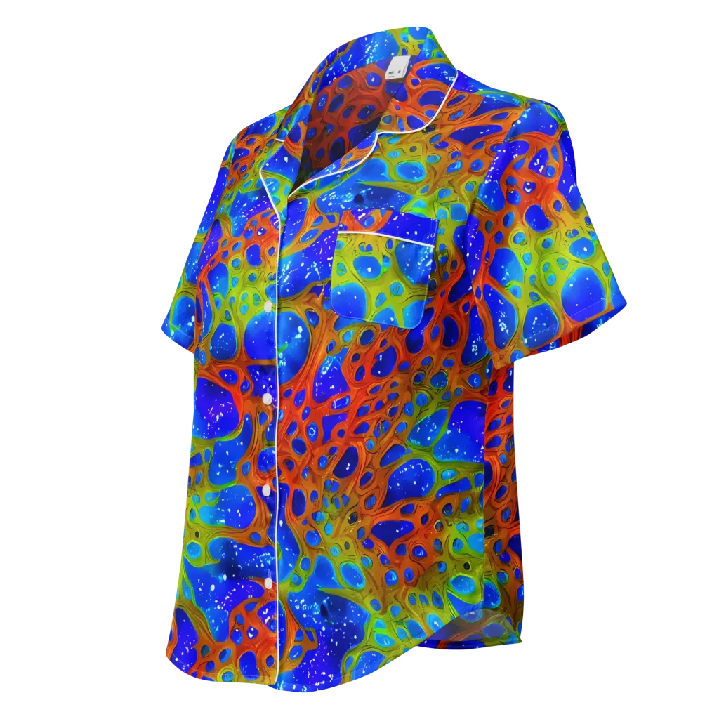 Electric Microcosm on Women's Short Sleeve Pajama Top — Left Front