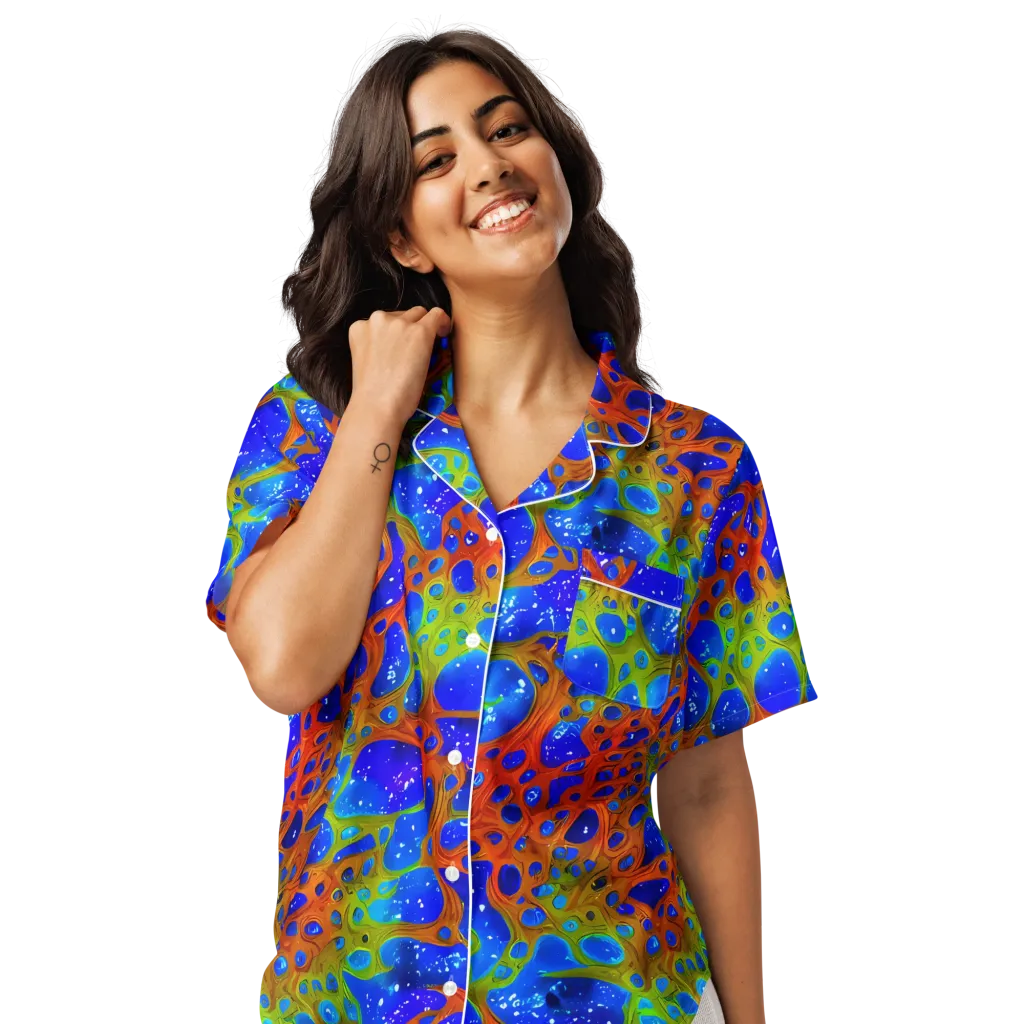 Electric Microcosm on Women's Short Sleeve Pajama Top — Front