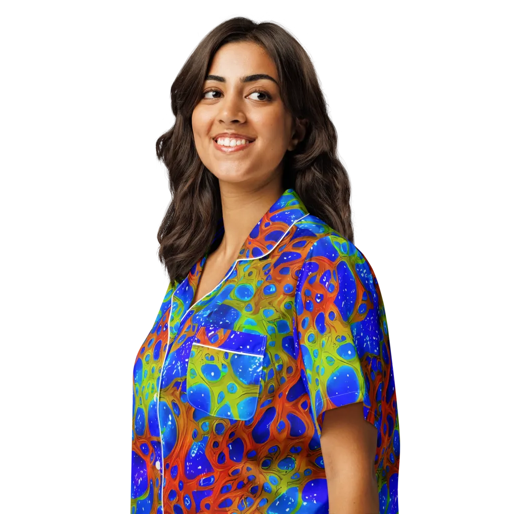 Electric Microcosm on Women's Short Sleeve Pajama Top — Left Front