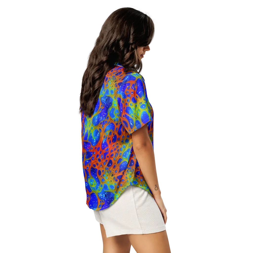 Electric Microcosm on Women's Short Sleeve Pajama Top — Right Back