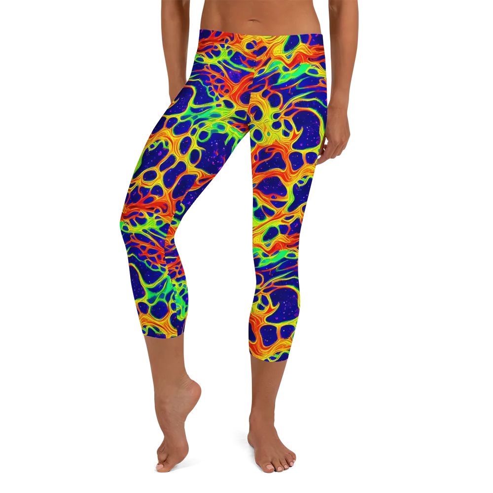 Radiant Organism on Capri Leggings — Front
