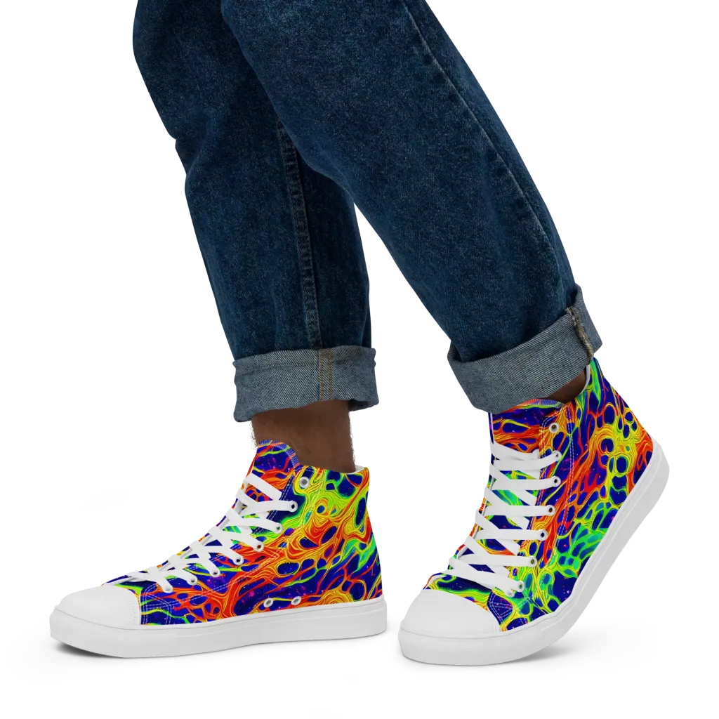 Radiant Organism on Men's High Top Canvas Shoes — Left
