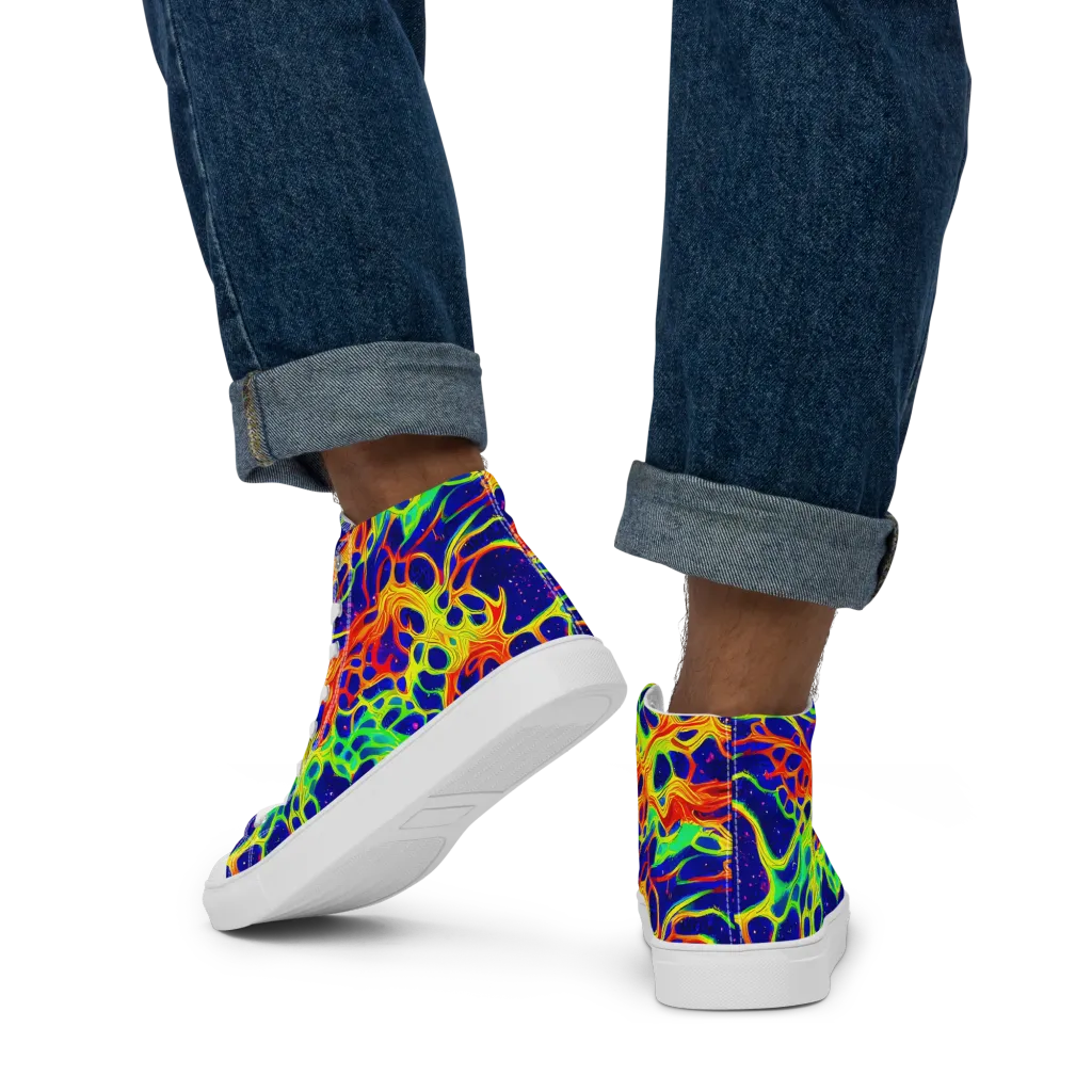 Radiant Organism on Men's High Top Canvas Shoes — Back