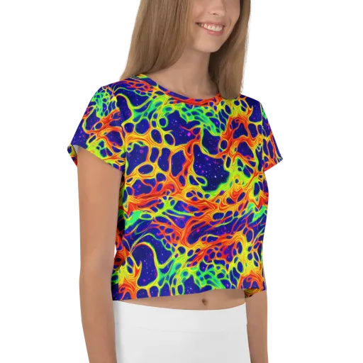 Radiant Organism on a Crop Tee