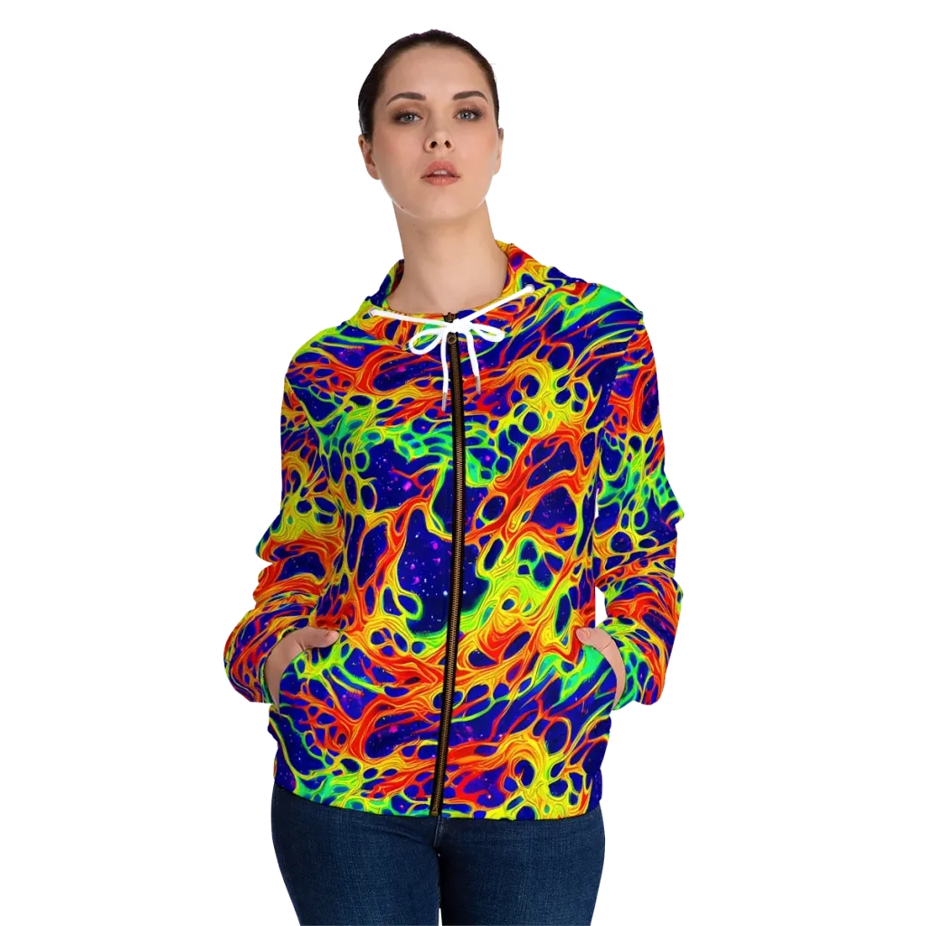 Radiant Organism on Women's Full-Zip Hoodie — Front On Person