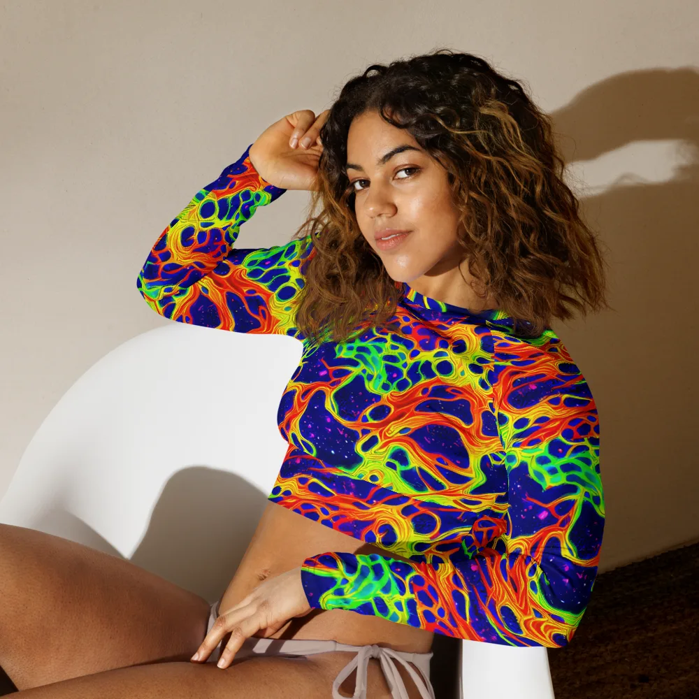Radiant Organism on Long Sleeve Crop Top — Left Front