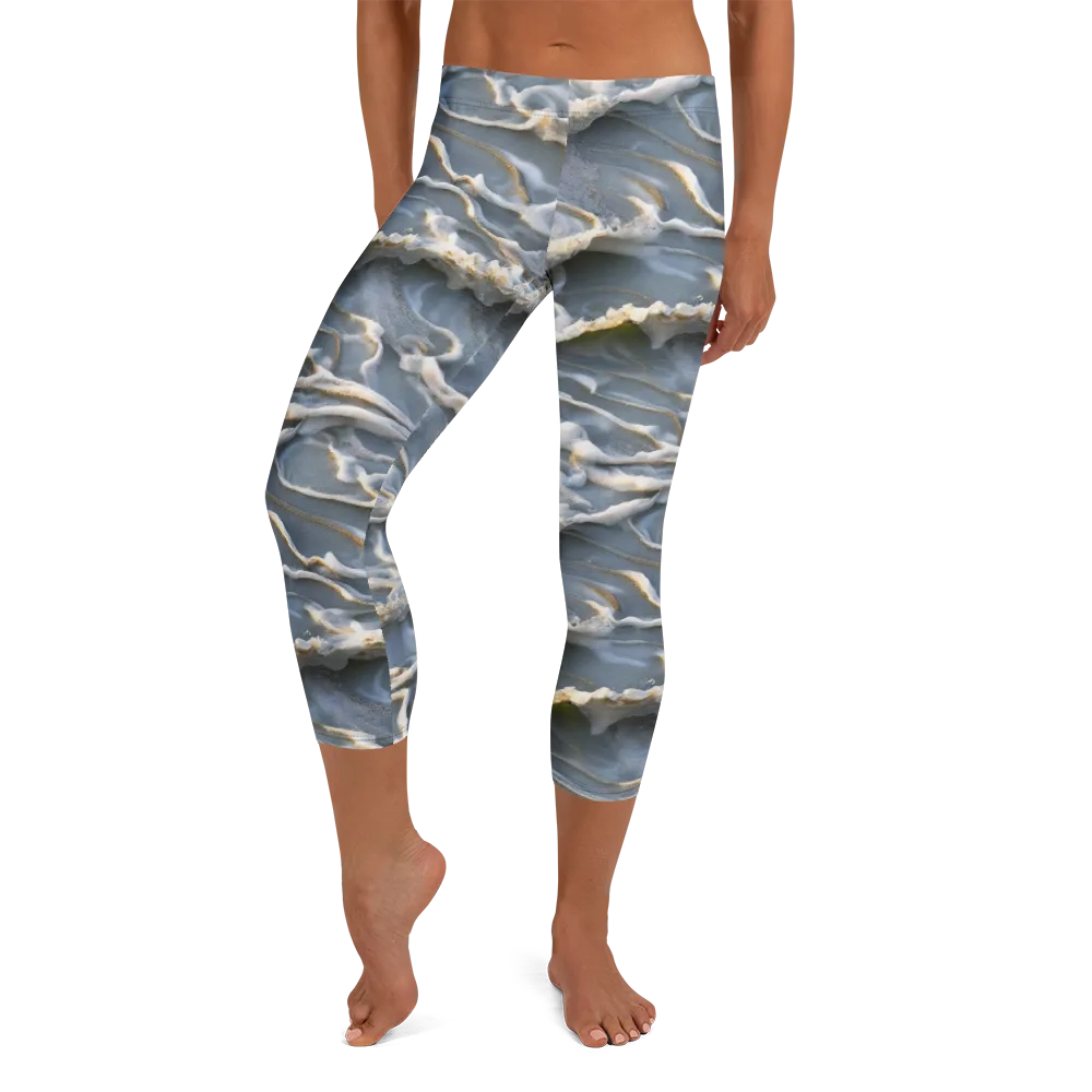 Frosted Tide on Capri Leggings — Front