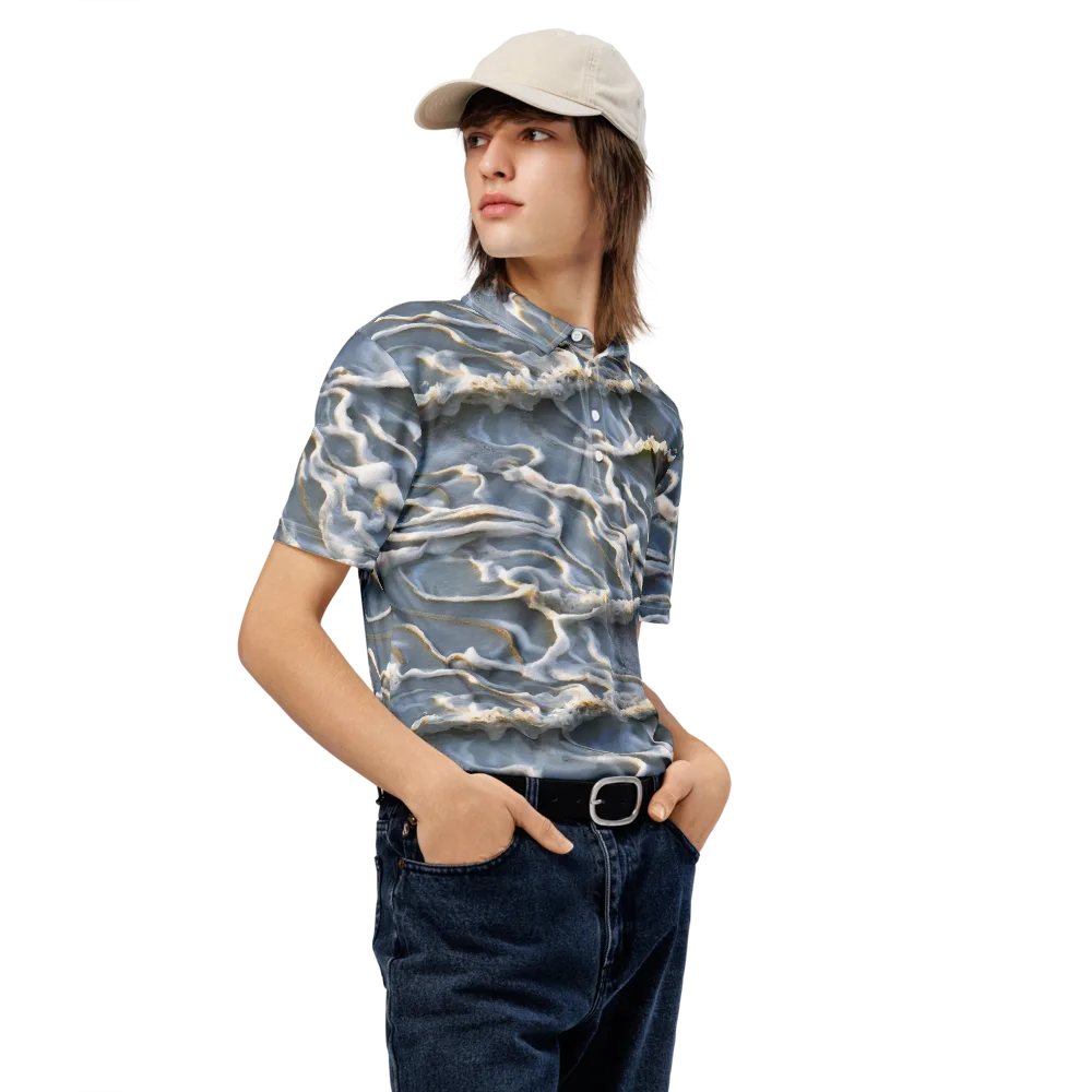 Frosted Tide on Men's Slim Fit Polo Shirt — Right Front