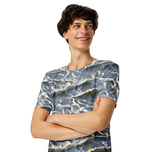Frosted Tide on a Men's Crew Neck T-Shirt