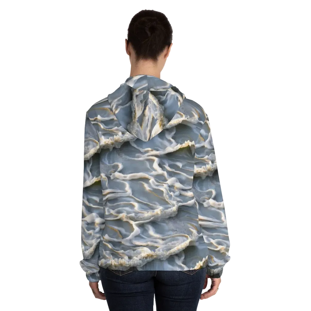 Frosted Tide on Women's Full-Zip Hoodie — Back On Person