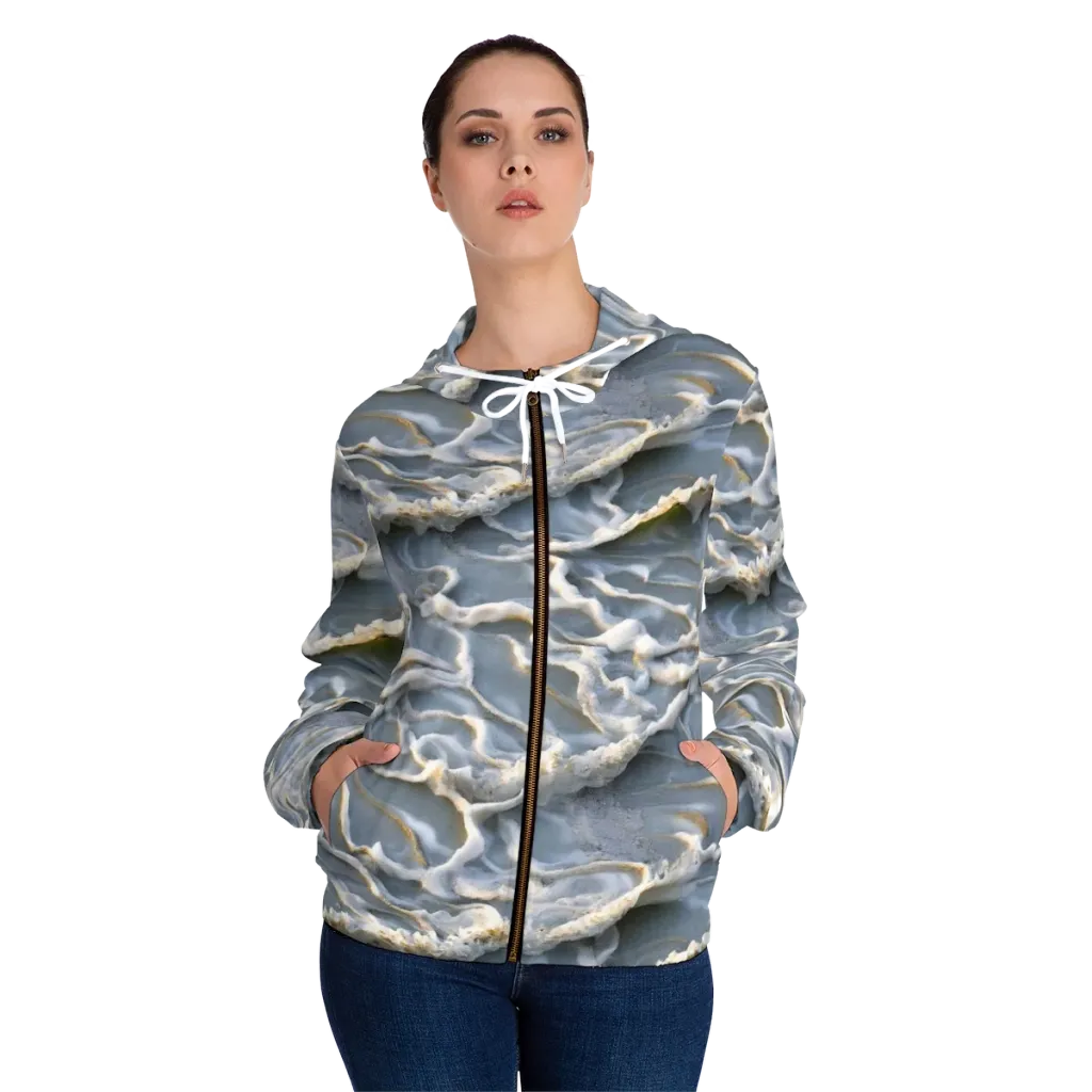Frosted Tide on Women's Full-Zip Hoodie — Front On Person