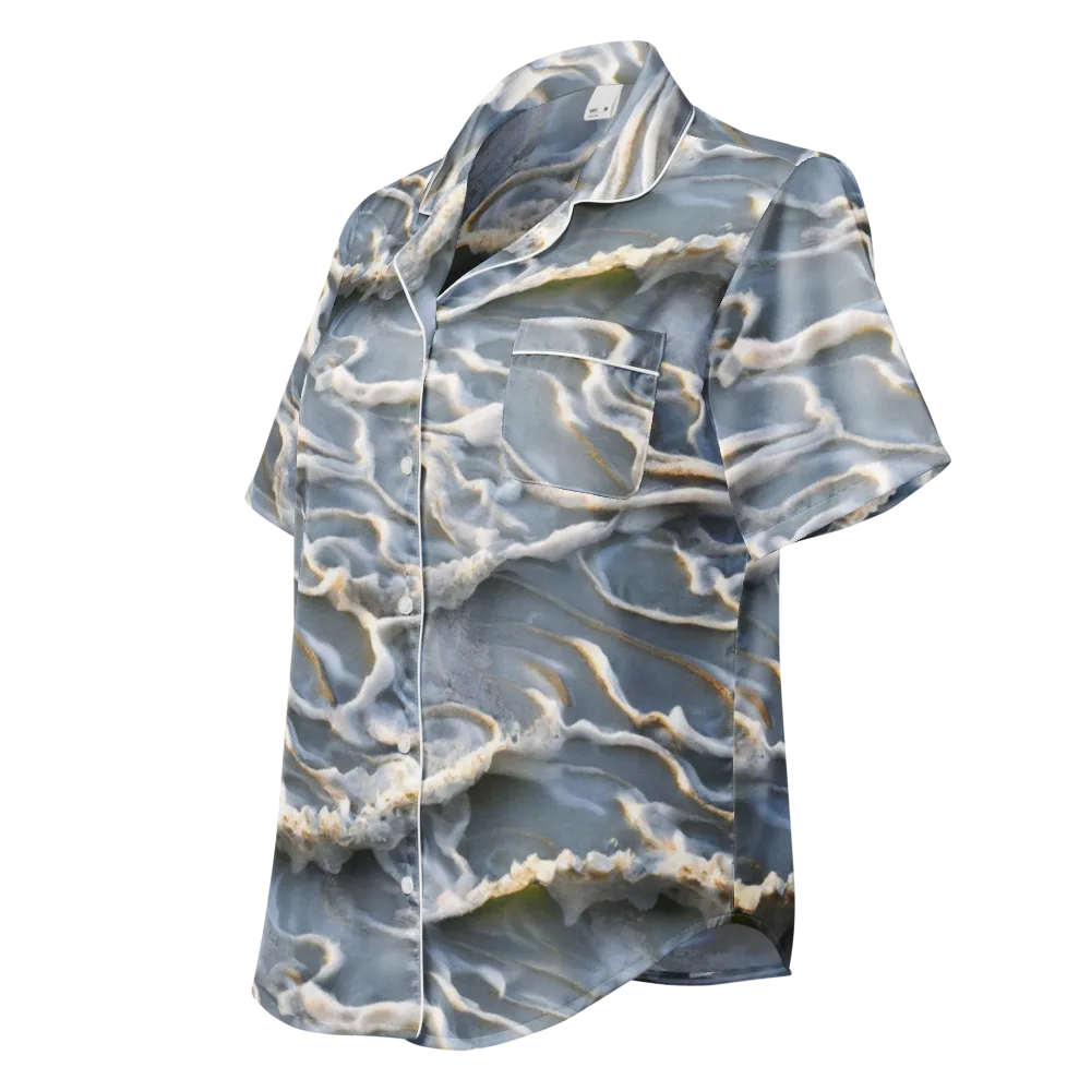 Frosted Tide on Women's Short Sleeve Pajama Top — Left Front