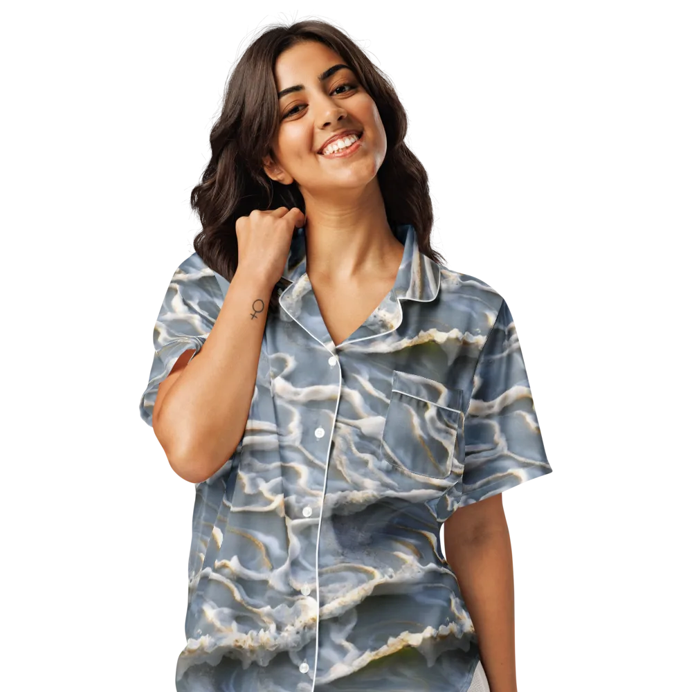 Frosted Tide on Women's Short Sleeve Pajama Top — Front