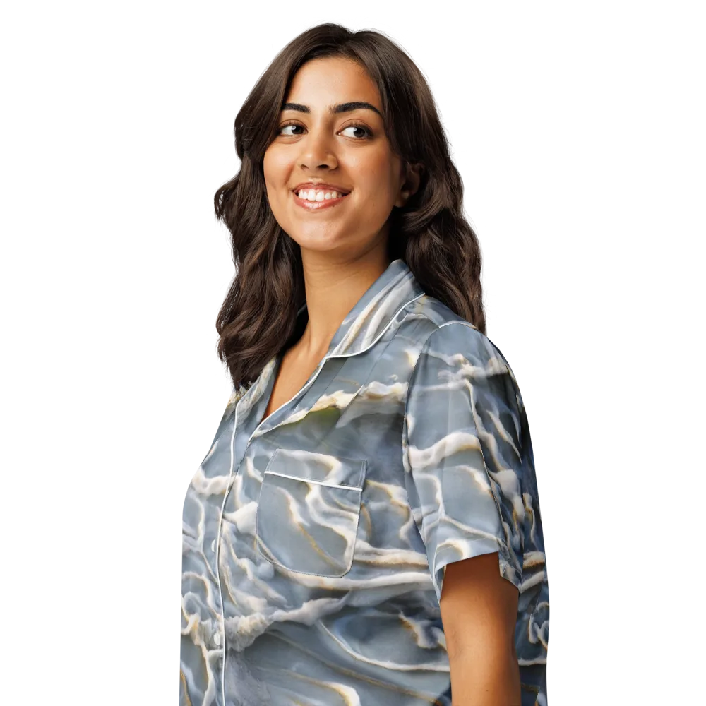 Frosted Tide on Women's Short Sleeve Pajama Top — Left Front