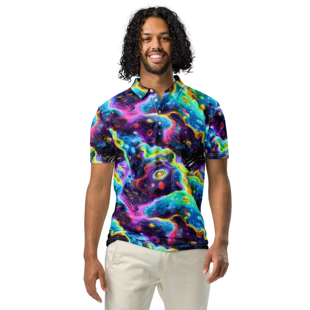 Infinite Iridescence on Men's Slim Fit Polo Shirt — Front