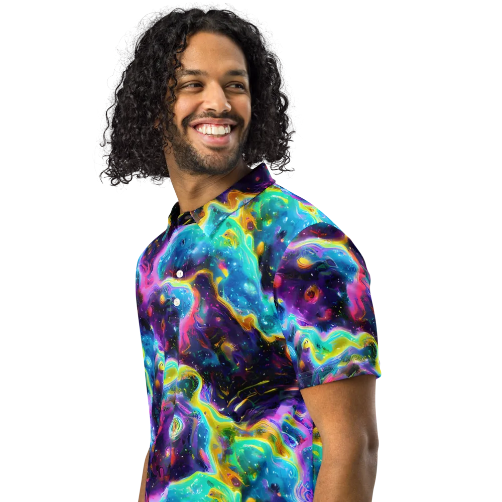 Infinite Iridescence on Men's Slim Fit Polo Shirt — Left Front