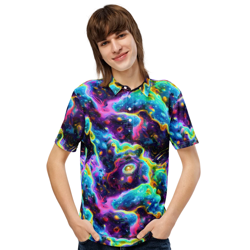 Infinite Iridescence on Men's Slim Fit Polo Shirt — Front