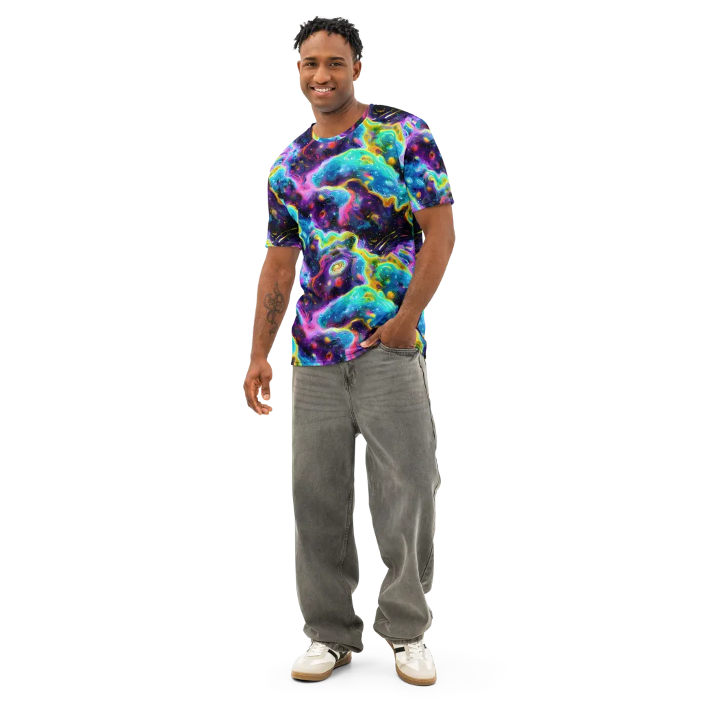 Infinite Iridescence on Men's Cotton Crew Neck T-Shirt — Front