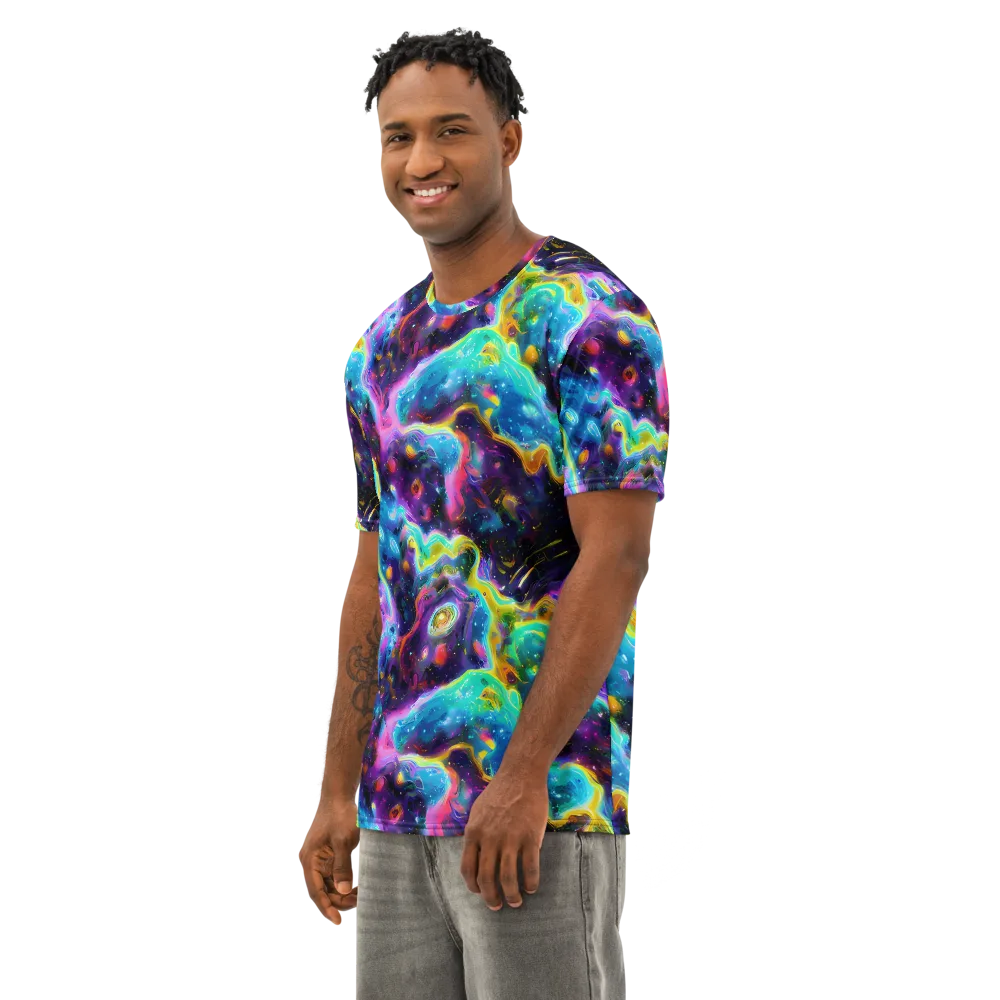 Infinite Iridescence on Men's Cotton Crew Neck T-Shirt — Left Front