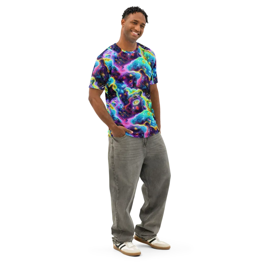 Infinite Iridescence on Men's Cotton Crew Neck T-Shirt — Right Front