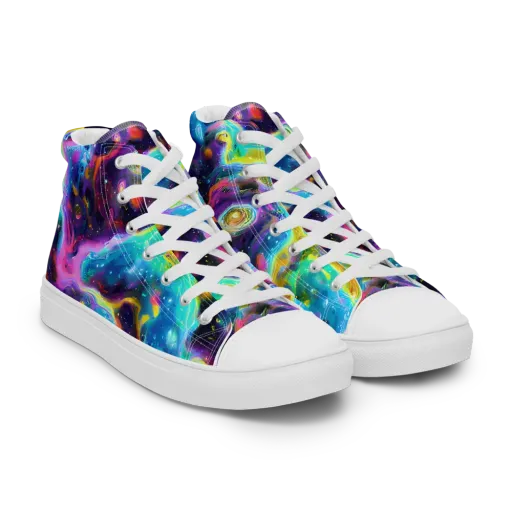 Infinite Iridescence on a Men's High Top Canvas Shoes