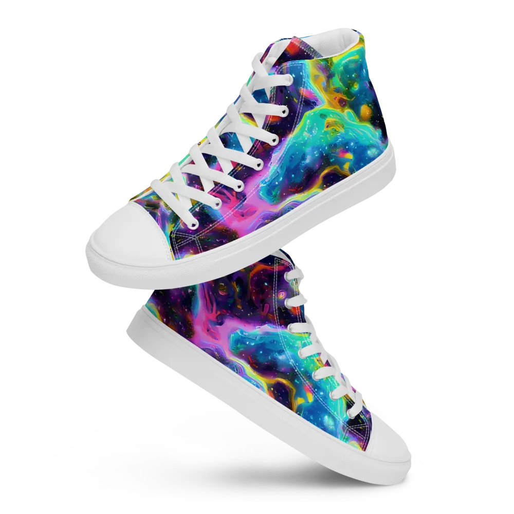 Infinite Iridescence on Men's High Top Canvas Shoes — Front
