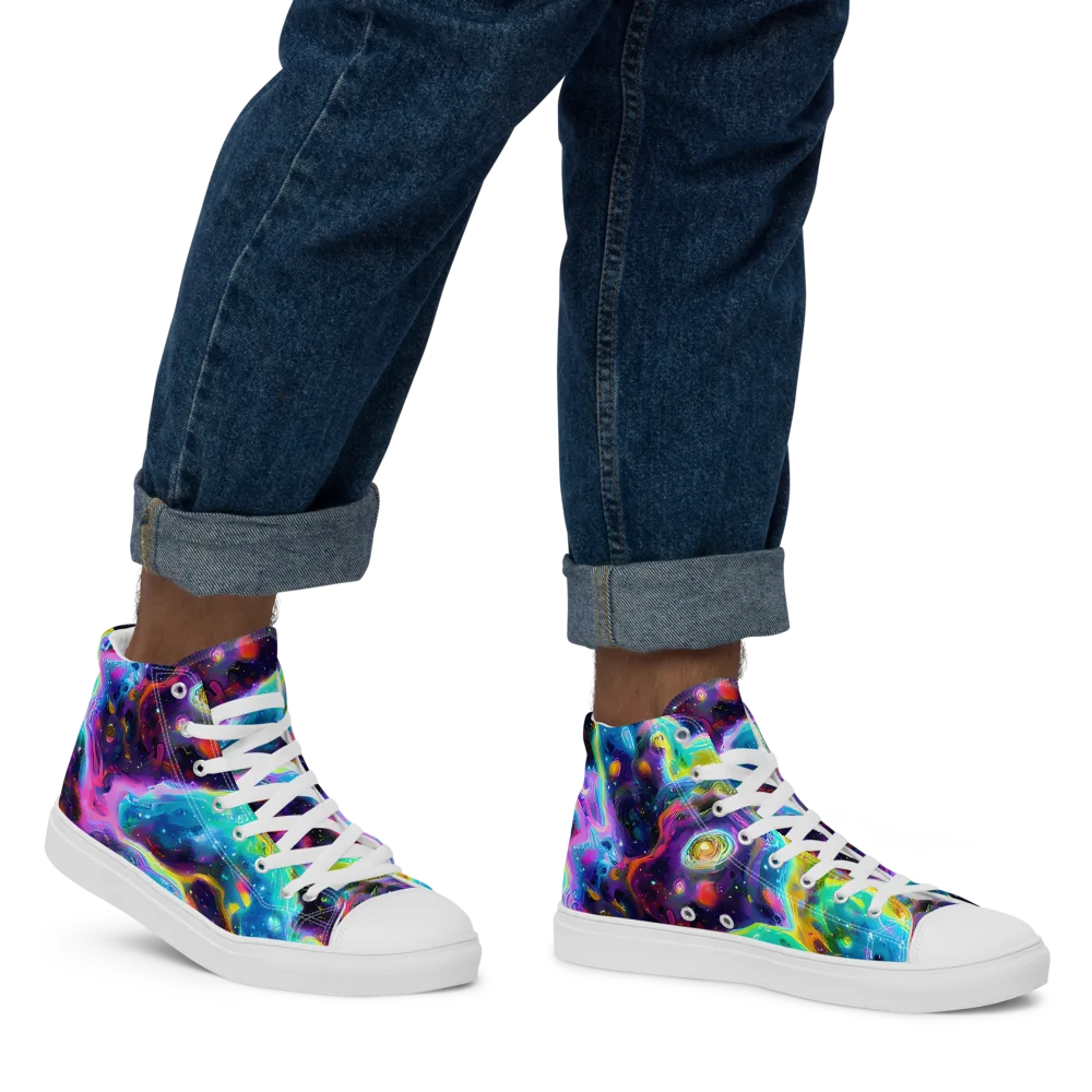 Infinite Iridescence on Men's High Top Canvas Shoes — Right