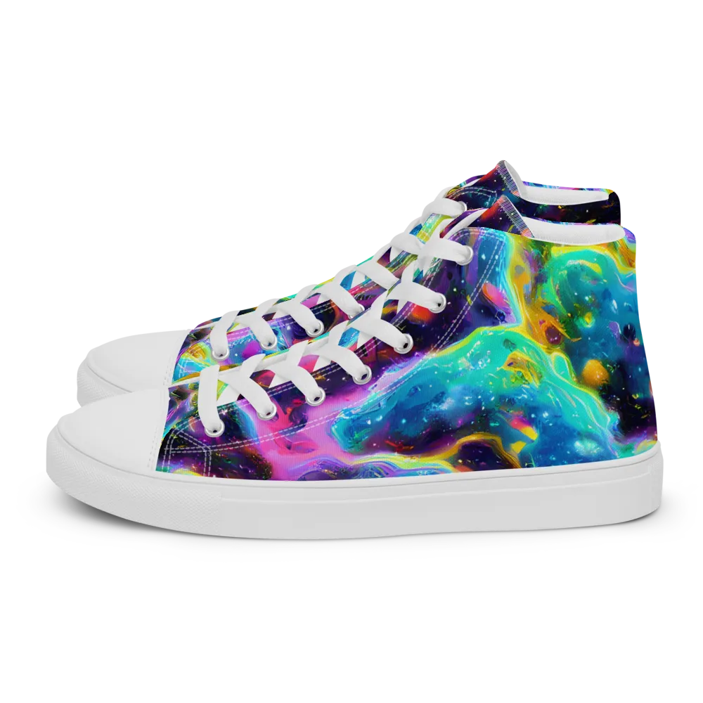 Infinite Iridescence on Women's High Top Canvas Shoes — Left