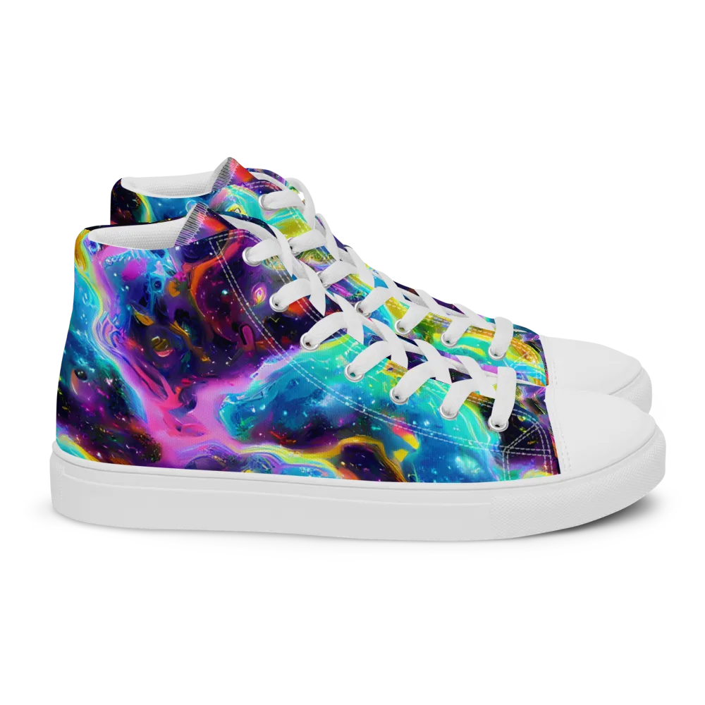 Infinite Iridescence on Women's High Top Canvas Shoes — Right