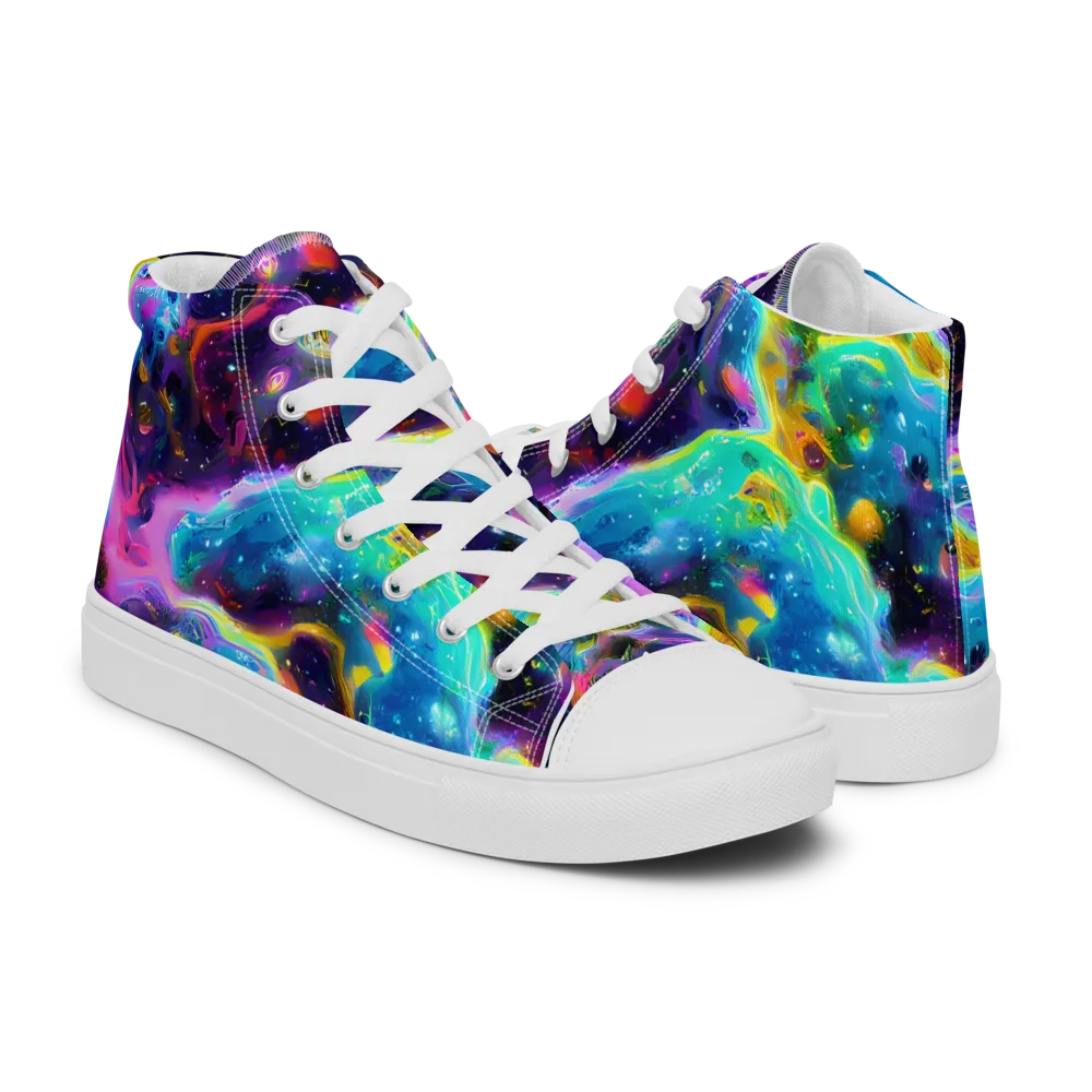 Infinite Iridescence on Women's High Top Canvas Shoes — Right