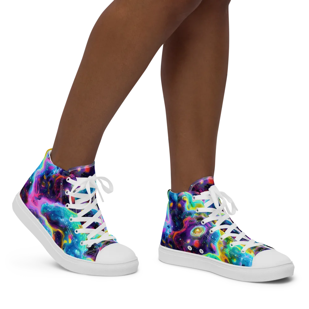 Infinite Iridescence on Women's High Top Canvas Shoes — Right