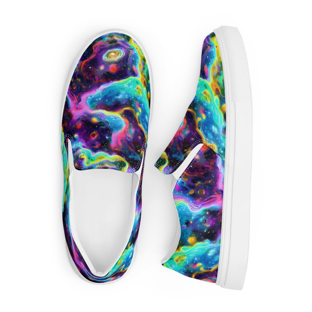 Infinite Iridescence on Men's Slip-On Canvas Shoes — Front