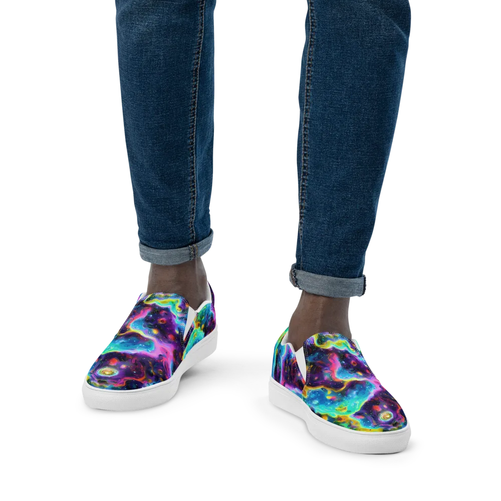 Infinite Iridescence on Men's Slip-On Canvas Shoes — Front