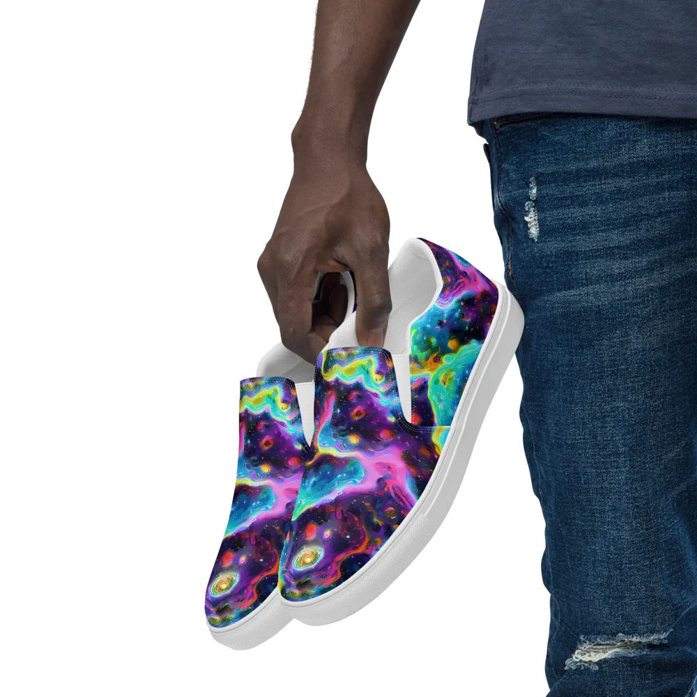 Infinite Iridescence on Men's Slip-On Canvas Shoes — Left Front