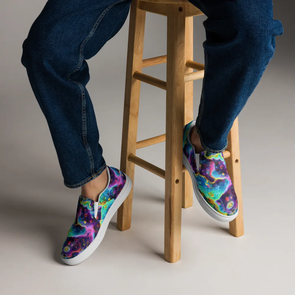 Infinite Iridescence on Men's Slip-On Canvas Shoes — Front