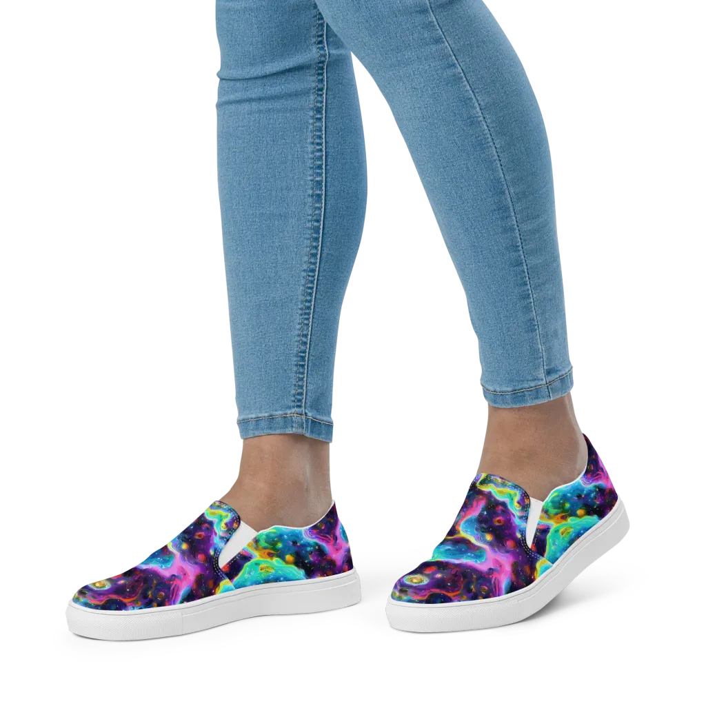 Infinite Iridescence on Women's Slip-On Canvas Shoes — Front