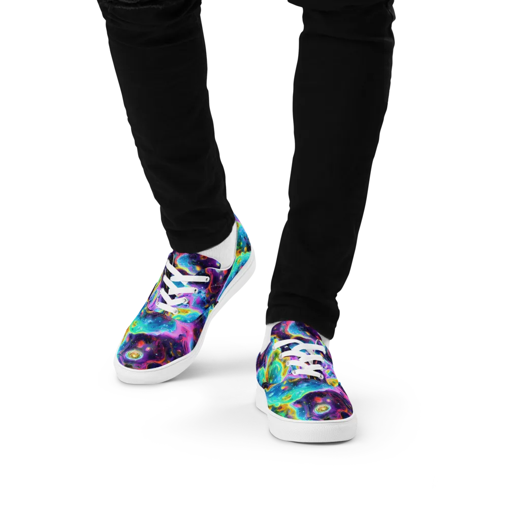 Infinite Iridescence on Men's Lace-Up Canvas Shoes — Front