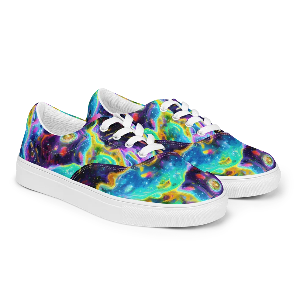 Infinite Iridescence on Men's Lace-Up Canvas Shoes — Right Front