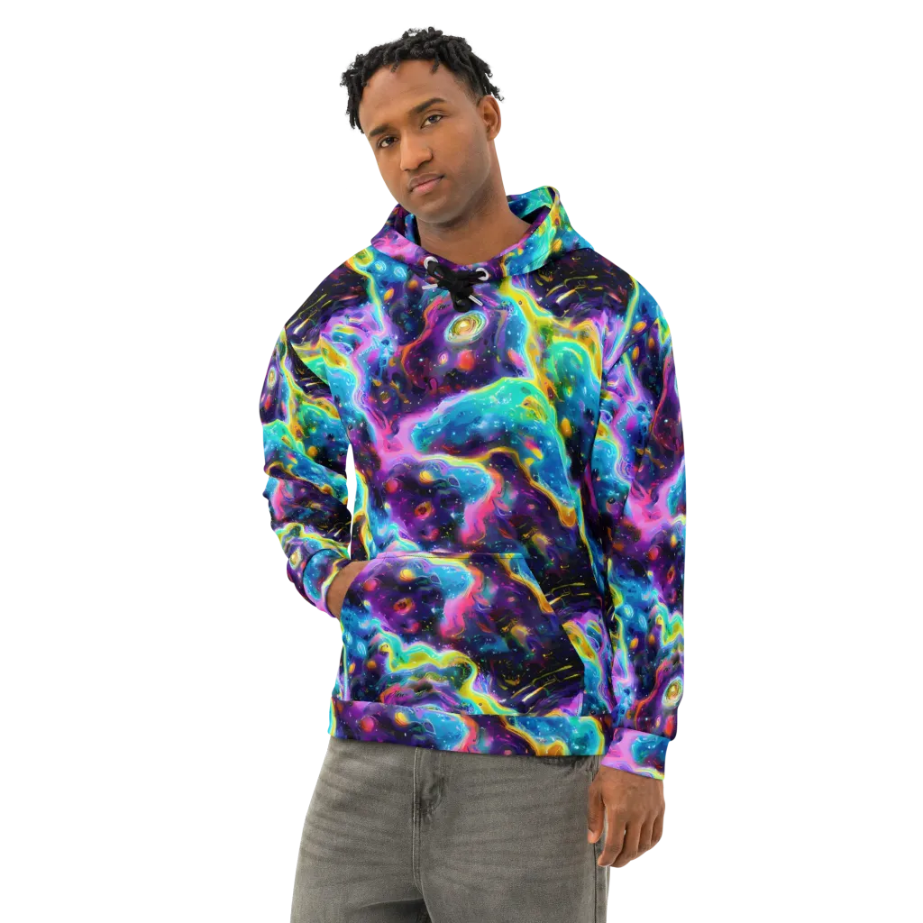 Infinite Iridescence on Cotton Hoodie — Left Front
