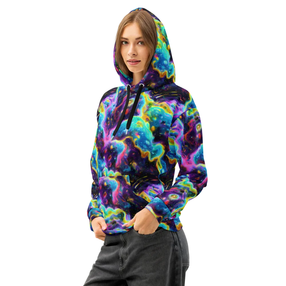 Infinite Iridescence on Cotton Hoodie — Left Front