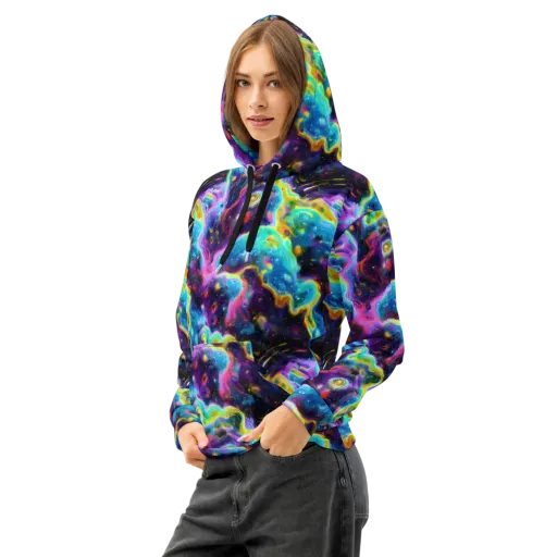 Infinite Iridescence on a Cotton Hoodie