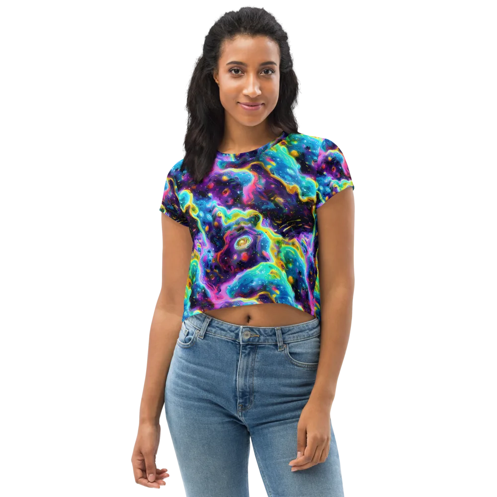 Infinite Iridescence on Crop Tee — Front