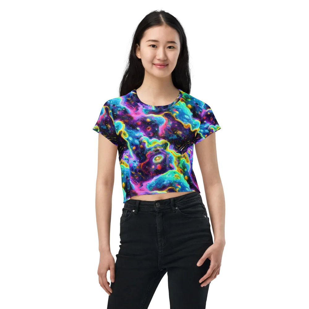 Infinite Iridescence on Crop Tee — Front