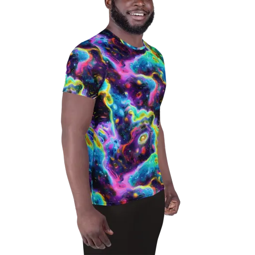 Infinite Iridescence on a Men's Athletic T-Shirt