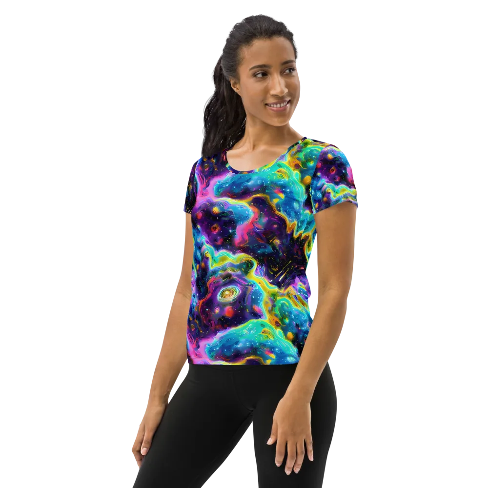 Infinite Iridescence on Women's Athletic T-Shirt — Left